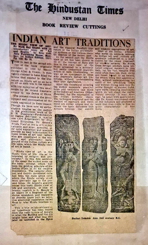 Book review by Manohar Kaul:THE HINDU VIEW OF ART
By Mulk Raj Anand
