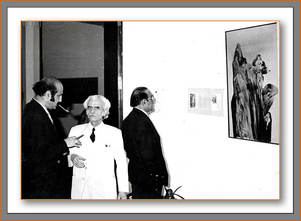 Manohar Kaul with art critic K. L. Kaul, contributor to The Statesman