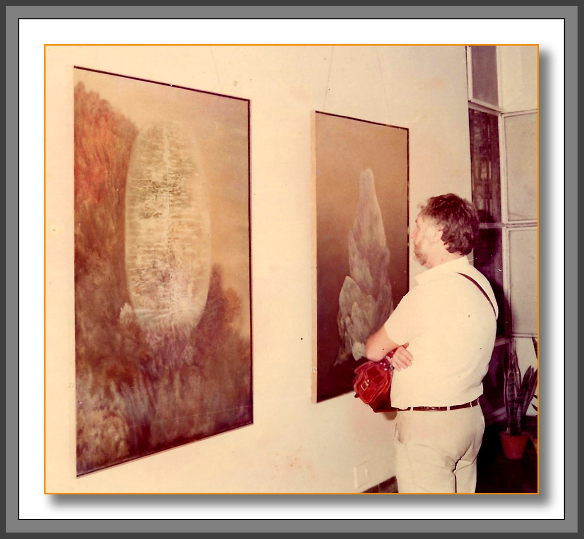Visitor viewing the exhibits