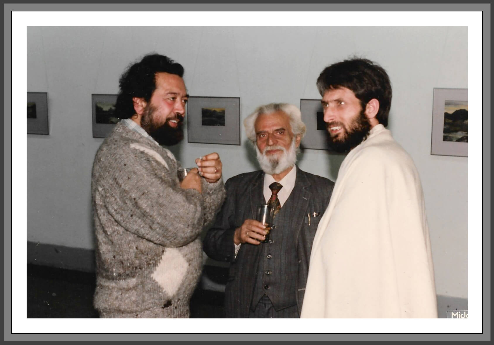 Kaul with eminent artist K. Khosa and a guest