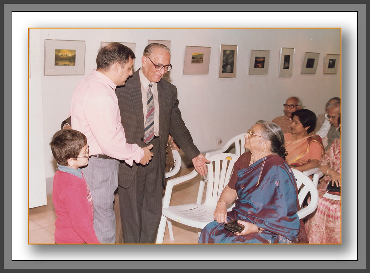 N.C. Ahuja (college friend of Manohar Kaul) with Chaitanya Kaul, Rajesh Kaul, and Mohini Kaul