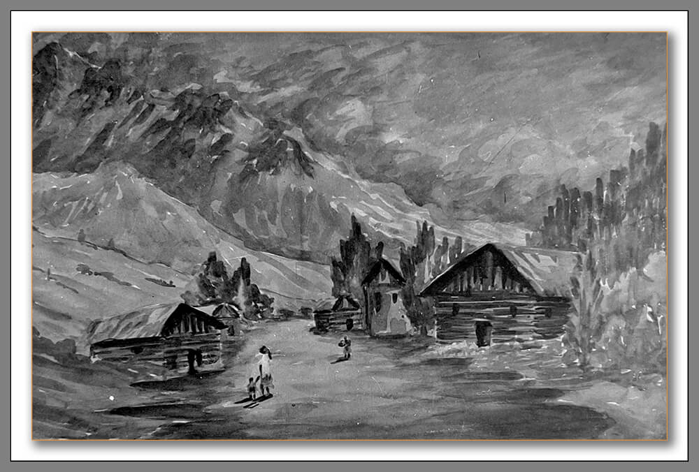 Hillside Village, painting – 1957 exhibition