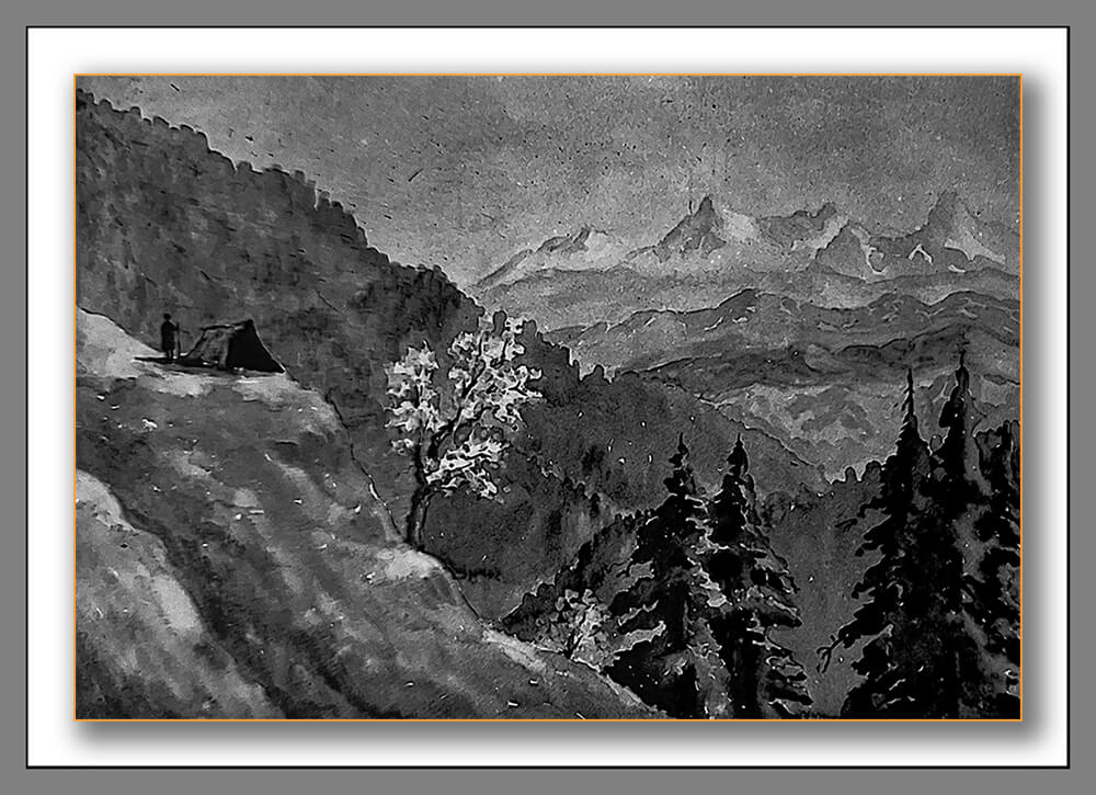 Snowscape, painting – 1957 exhibition